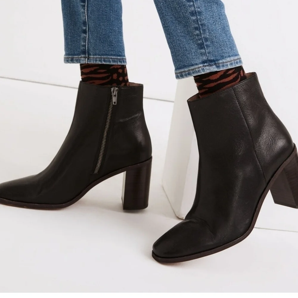 Madewell Women Greer MA534 Ankle Leather Heels Boots shoes sz 7.5